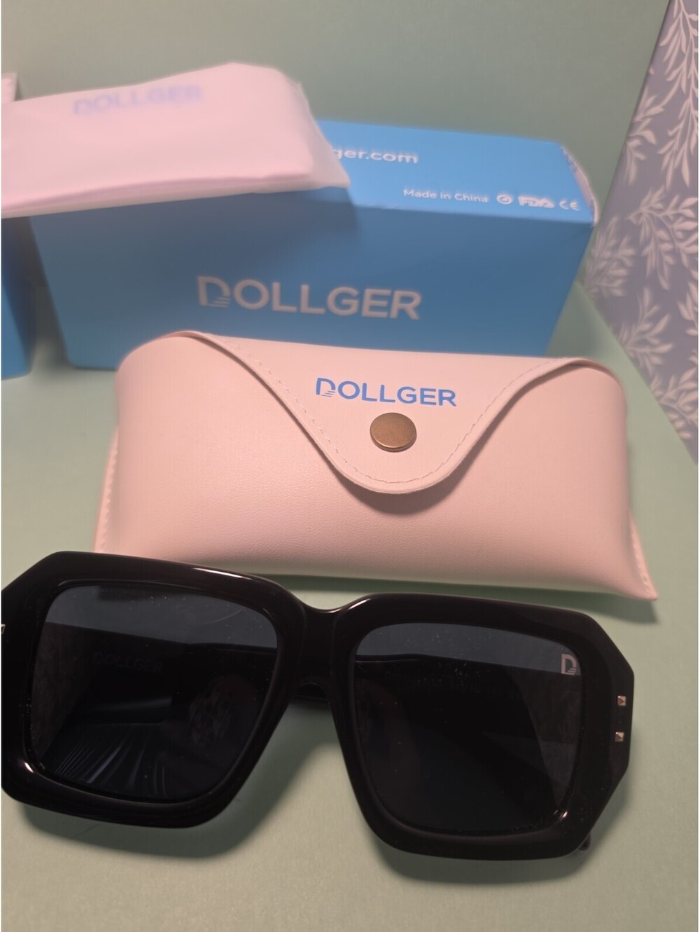 (2) New Pair's Retro Oversized Dollger Square Sunglasses Shades Black - Picture 2 of 8